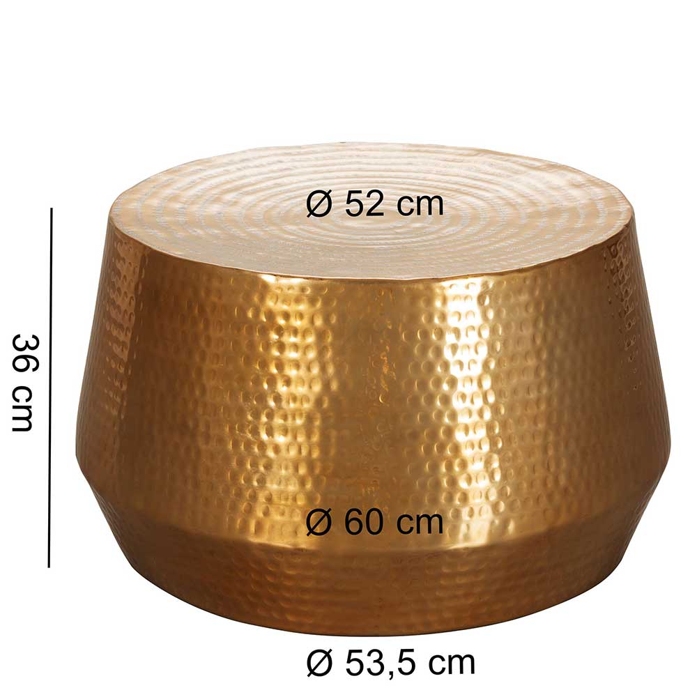 Zylinderform Sofatisch in Gold lackiert - Dronja