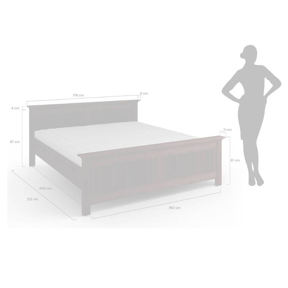 Landhaus-Doppelbett aus Kiefer Massivholz - Socavo