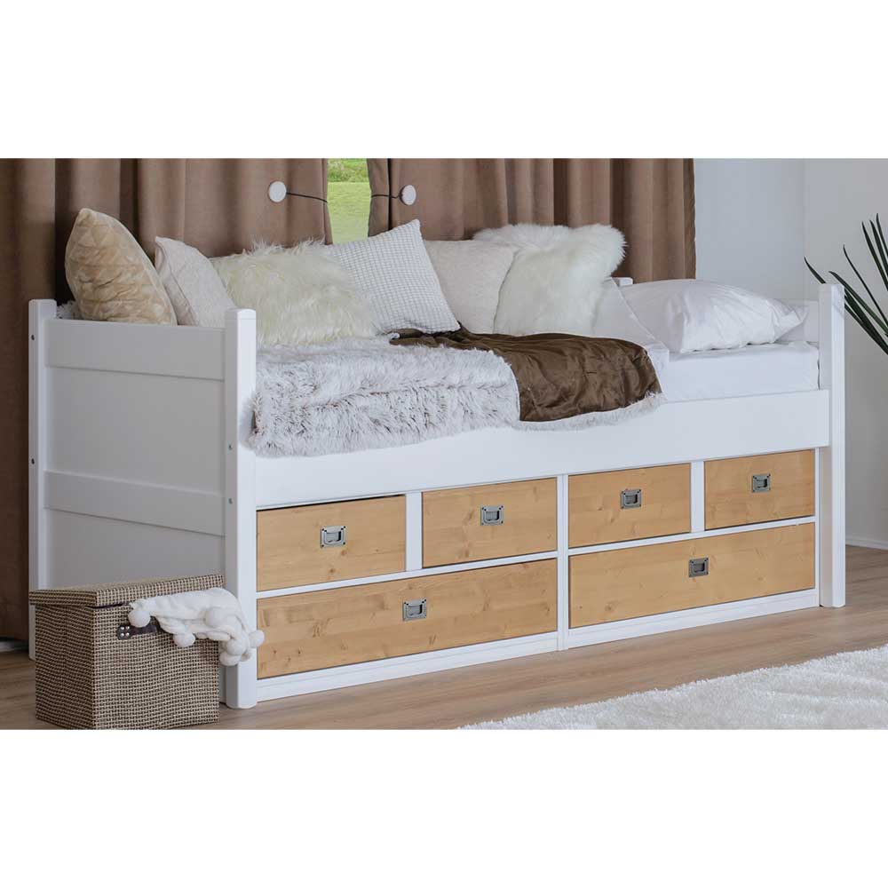 90x200 Skandi Design Bett mit sechs Schubladen - Mancus