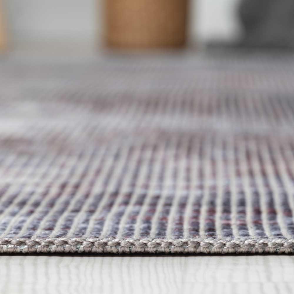 Waschbarer Teppich in Blaugrau und Terracotta - Ursela