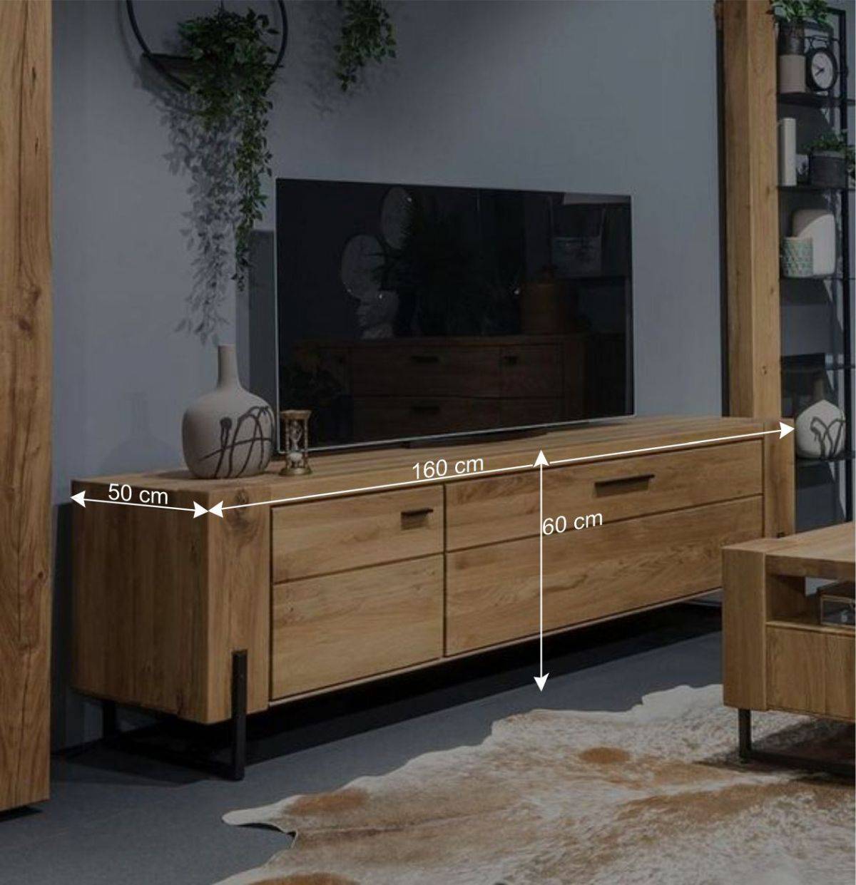 160cm TV Lowboard aus geölter Wildeiche - Slaraduva
