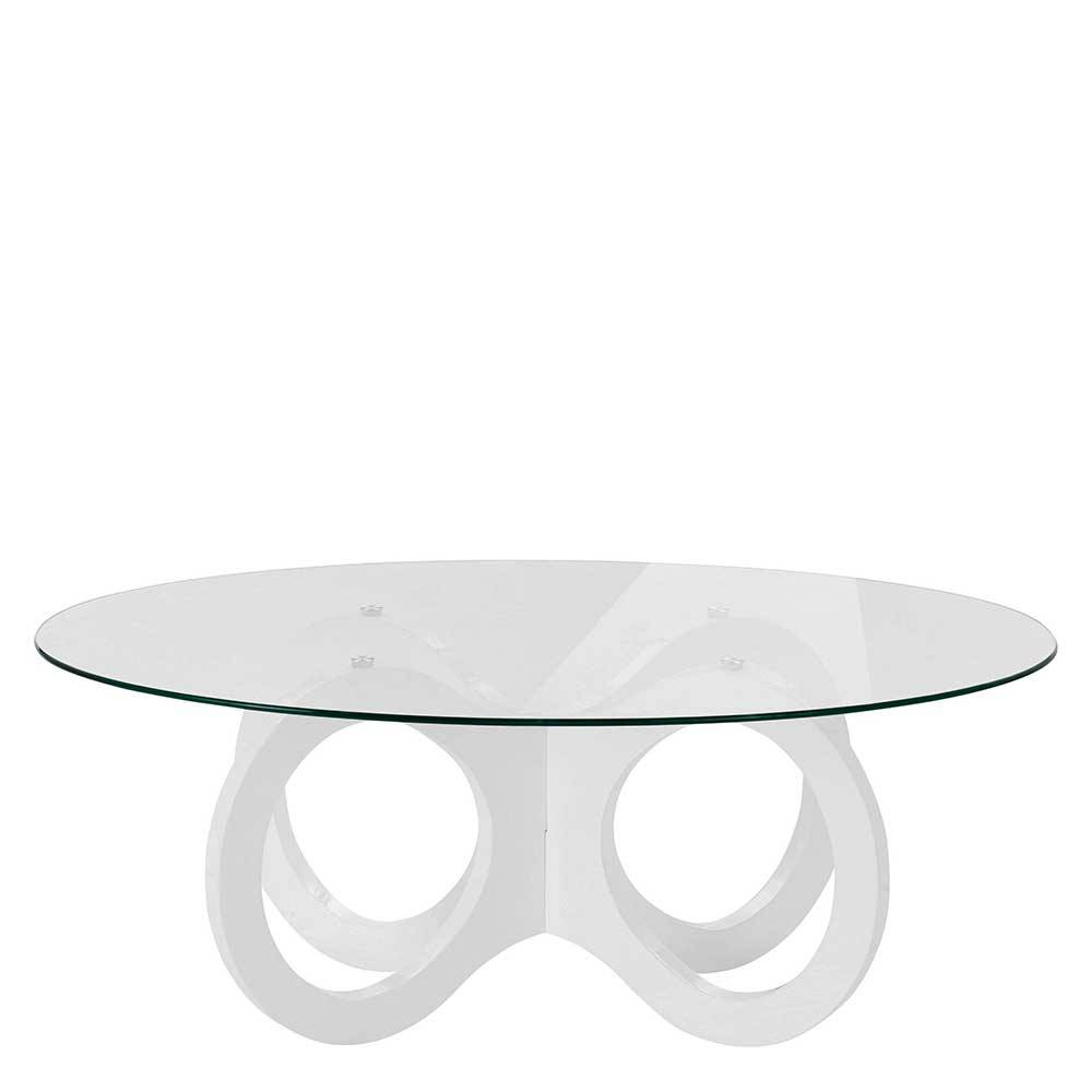 Ovaler Design-Couchtisch in Transparent Glas - Gildas