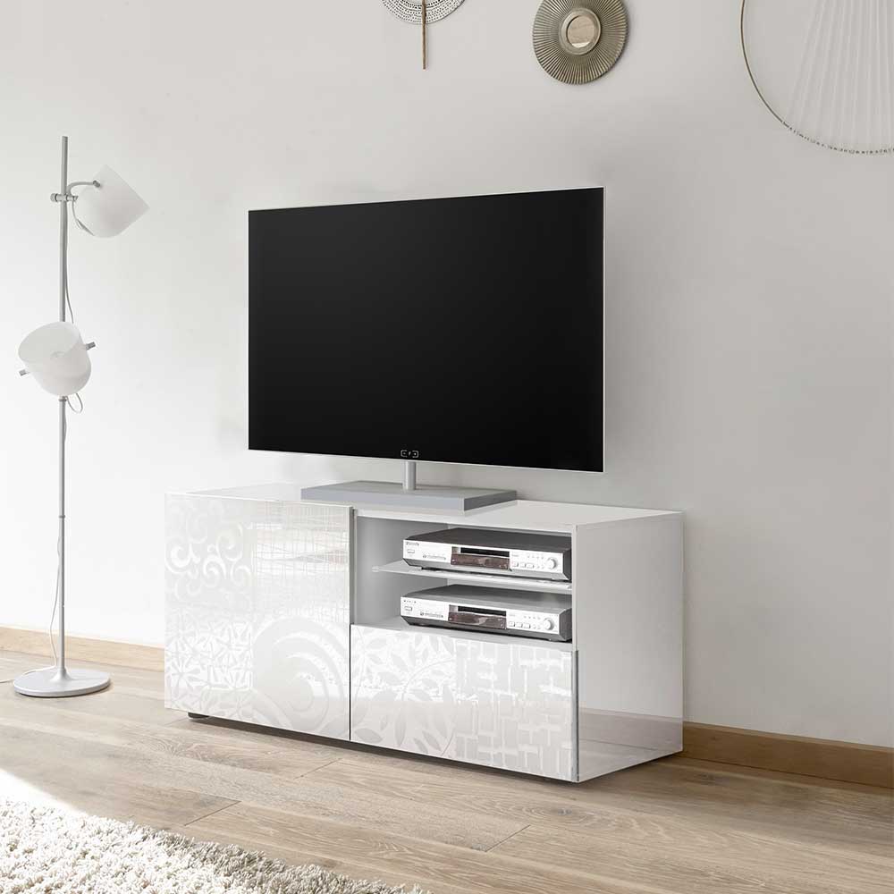 Hochglänzend lackiertes TV Board in Weiß mit Druck - Vascaub