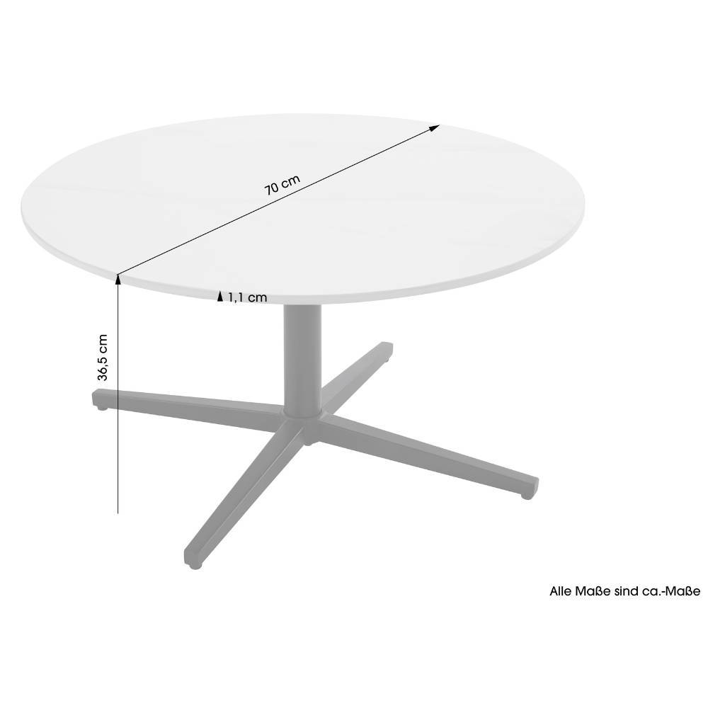 Sofatisch aus Sinterstein mit Maßen und Abmessungen, 70 cm Durchmesser und 36,5 cm Höhe – Xose