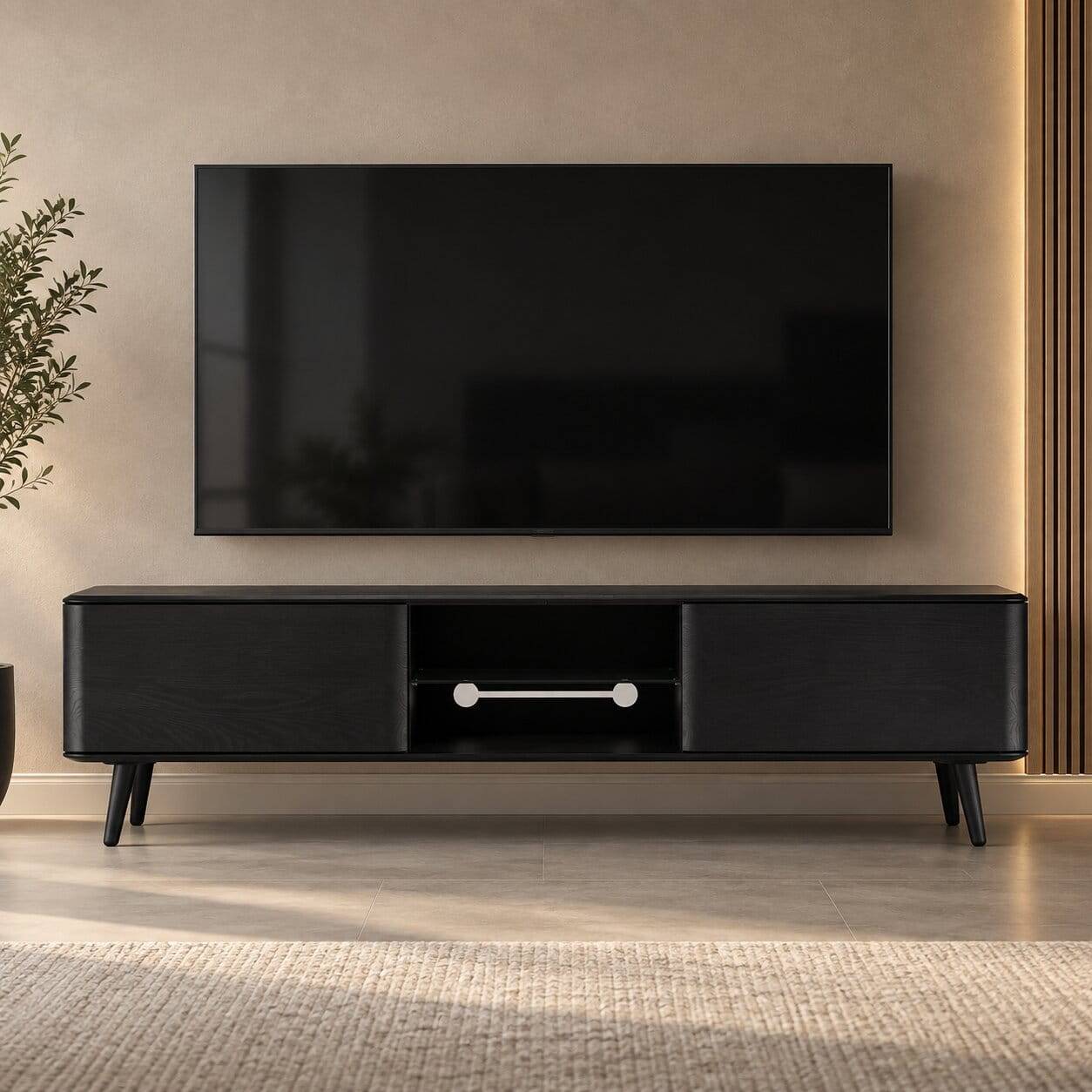 Schwarz geöltes TV Board aus Eiche - Vlotho
