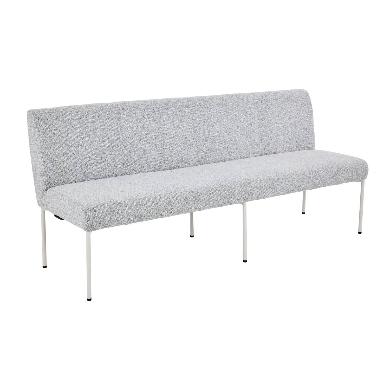 Beige gepolsterte Esszimmerbank mit hoher Rückenlehne schräg – Udiessa