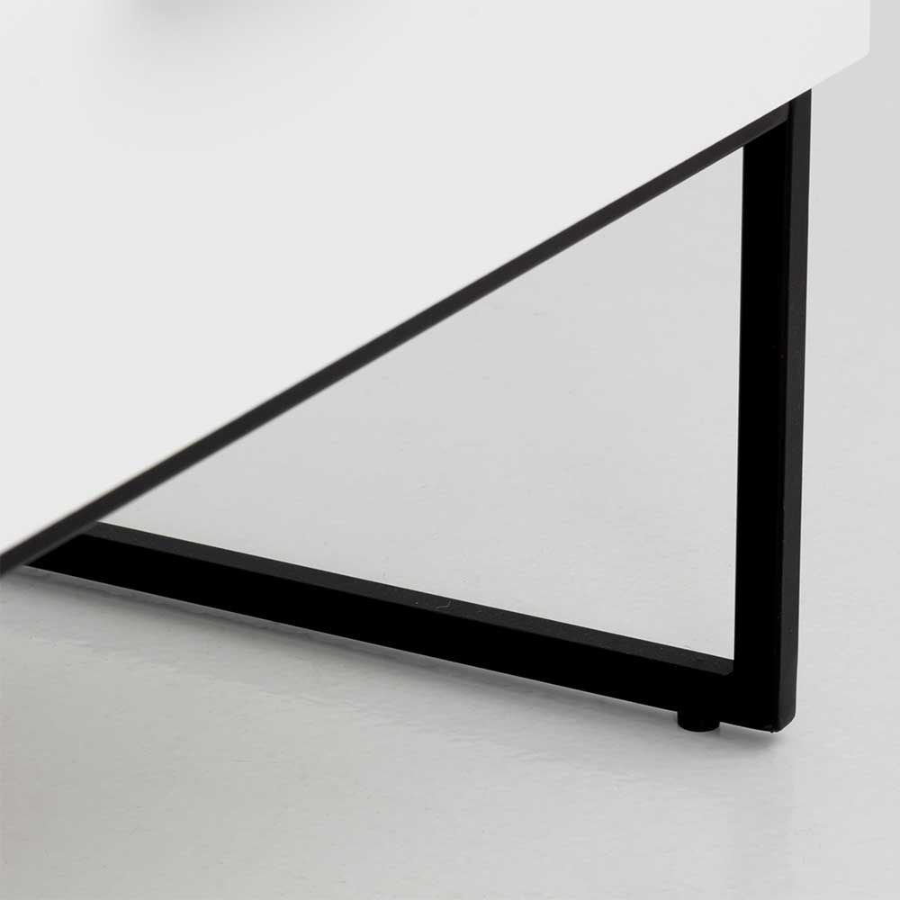 118cm breiter TV Unterschrank in Weiß mit Schwarz - Heydna I