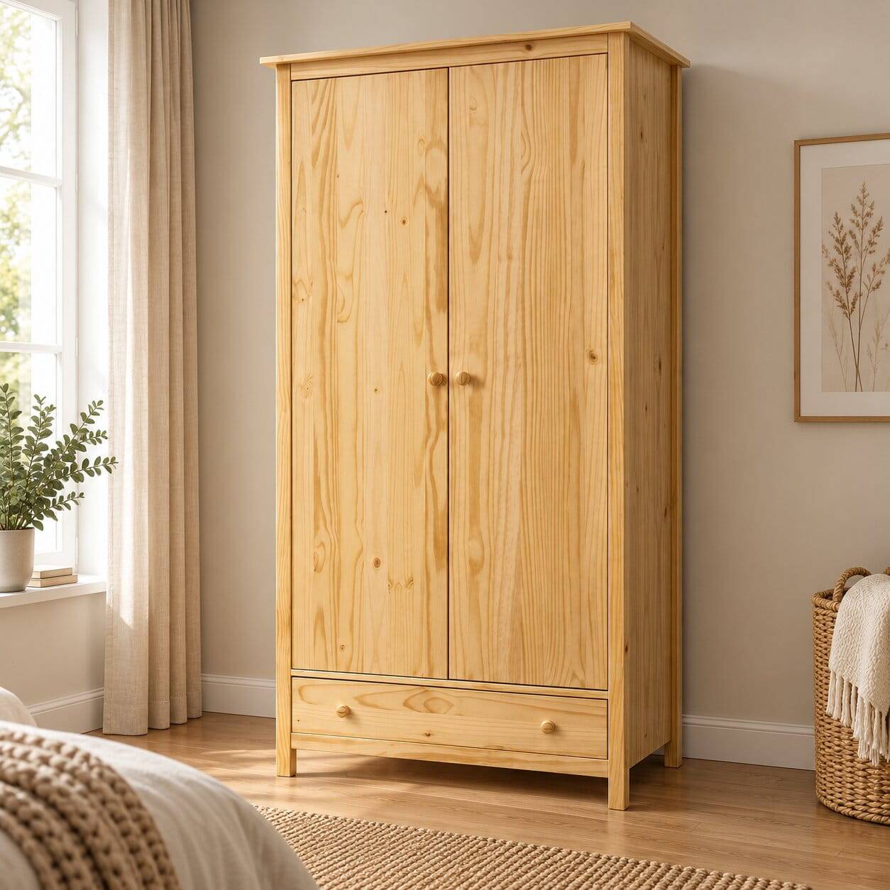 Kiefernholz Kleiderschrank in Natur - Ekorena