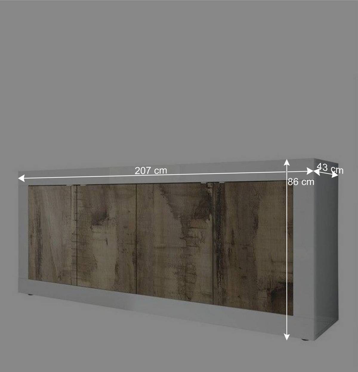 4-türiges Sideboard 207 cm breit - Olvenion