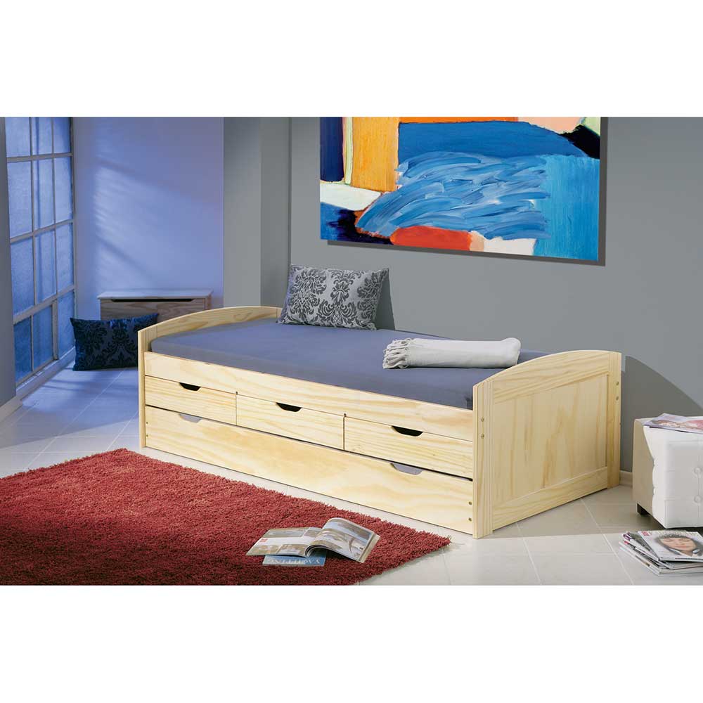 90x200 Bett mit Ausziehbett & Schubladen - Alejandro