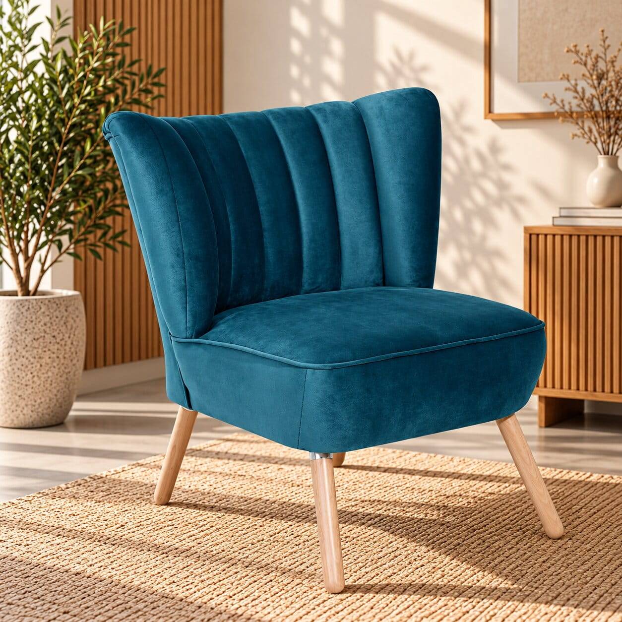 Retro Loungesessel in Petrol Blau - Jymm