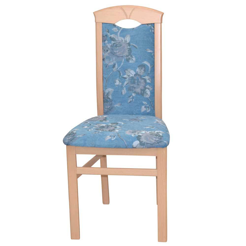 Küchenstühle in Blau mit Blumen - Marca (2er Set)