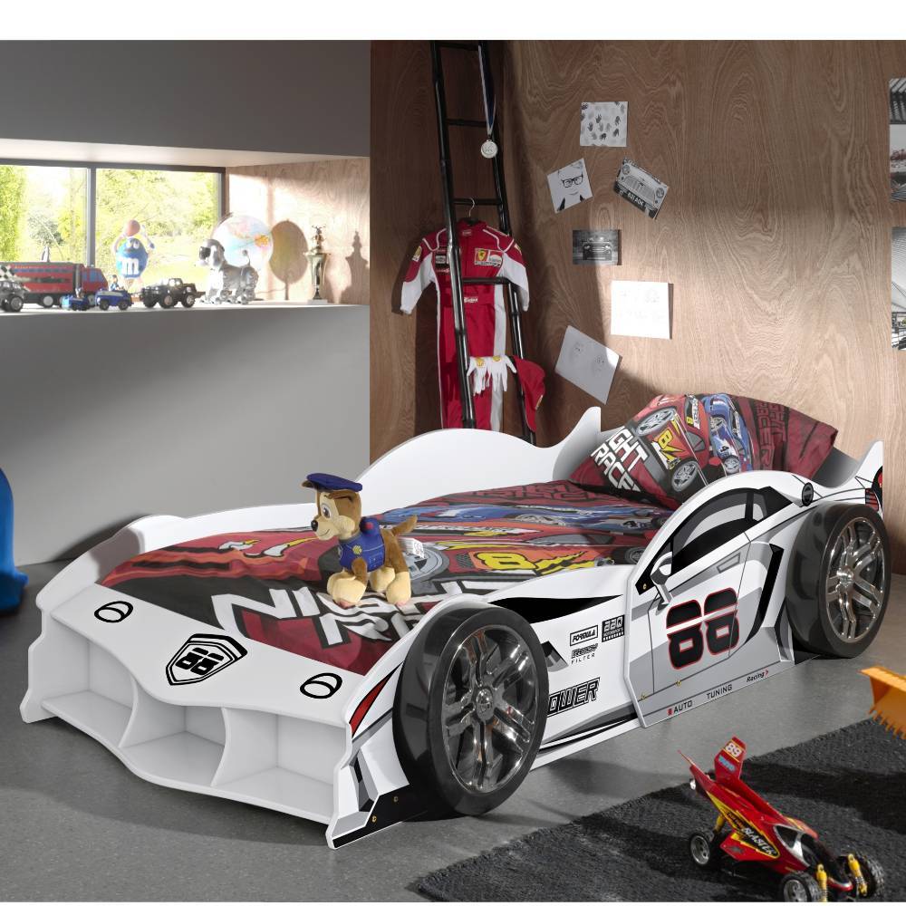 Kinderzimmer Autobett in Weiß - Vicina