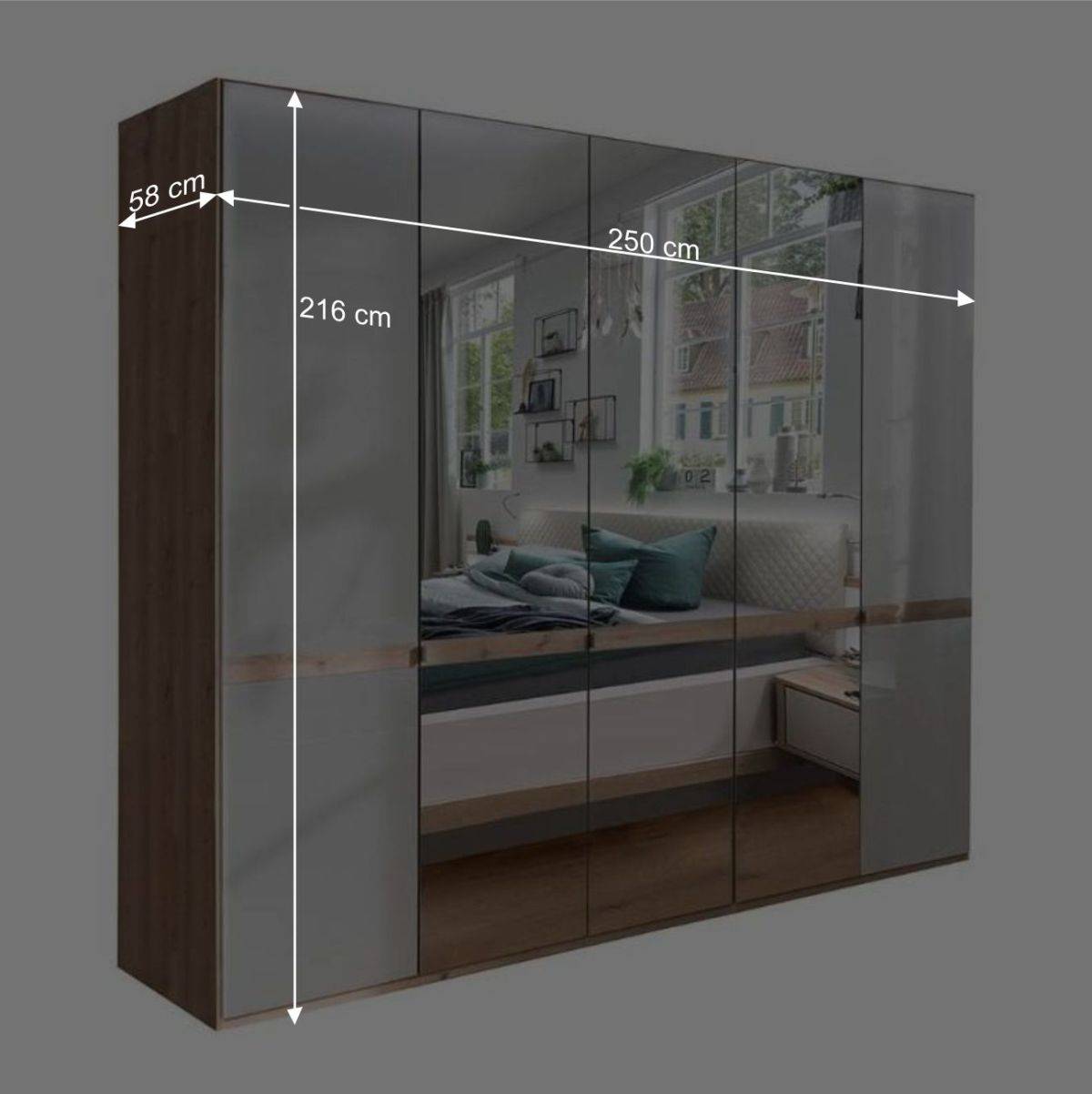 Design Schlafzimmerschrank in Beige Glas & Spiegel - Crascanu