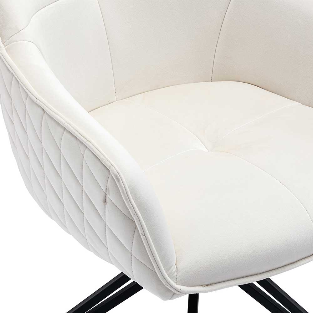 Drehbarer Esstisch Sessel in Beige Samtbezug - Yanicas