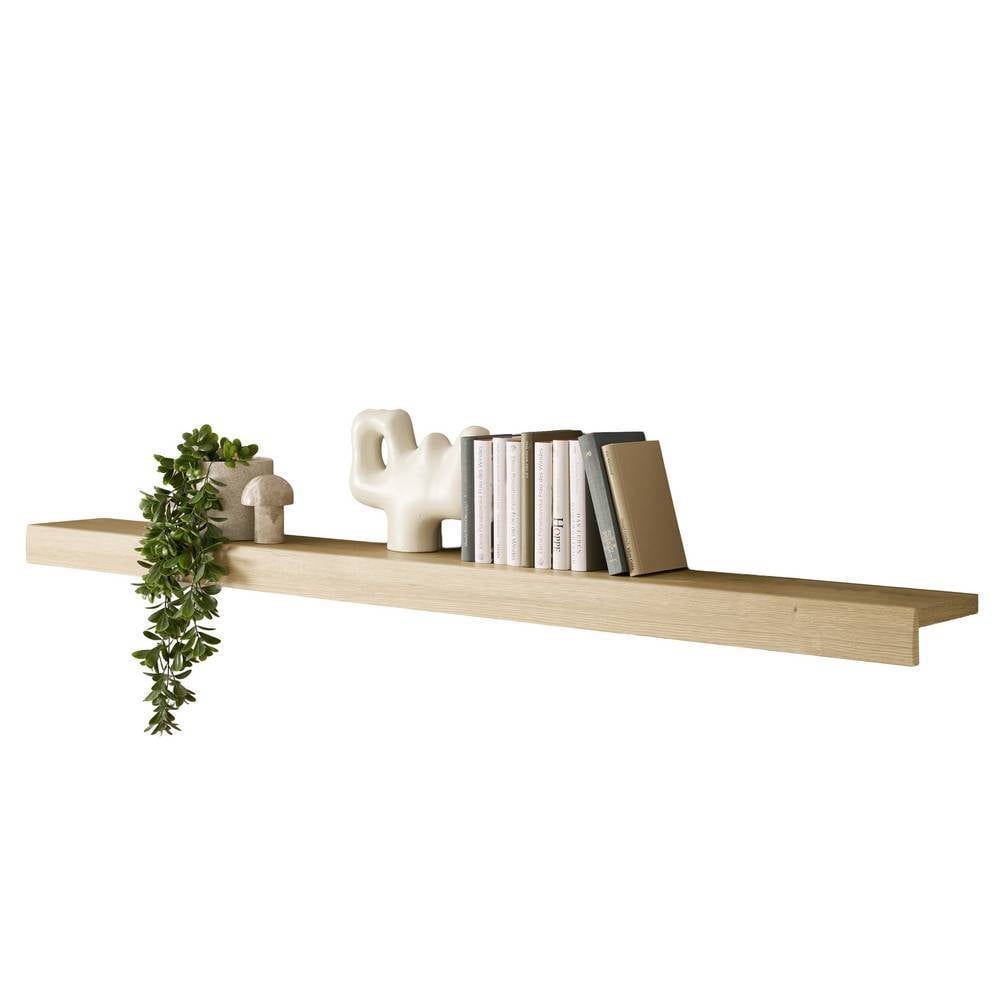 Dekoregal in Eiche Holzoptik als schwebendes Regal für Bücher und Accessoires – Addara
