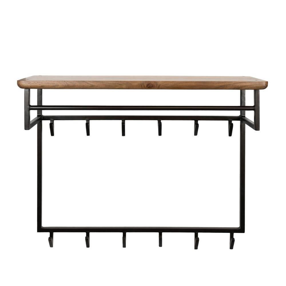 Industrial Wandgarderobe aus Akazie Massivholz - Lagonn