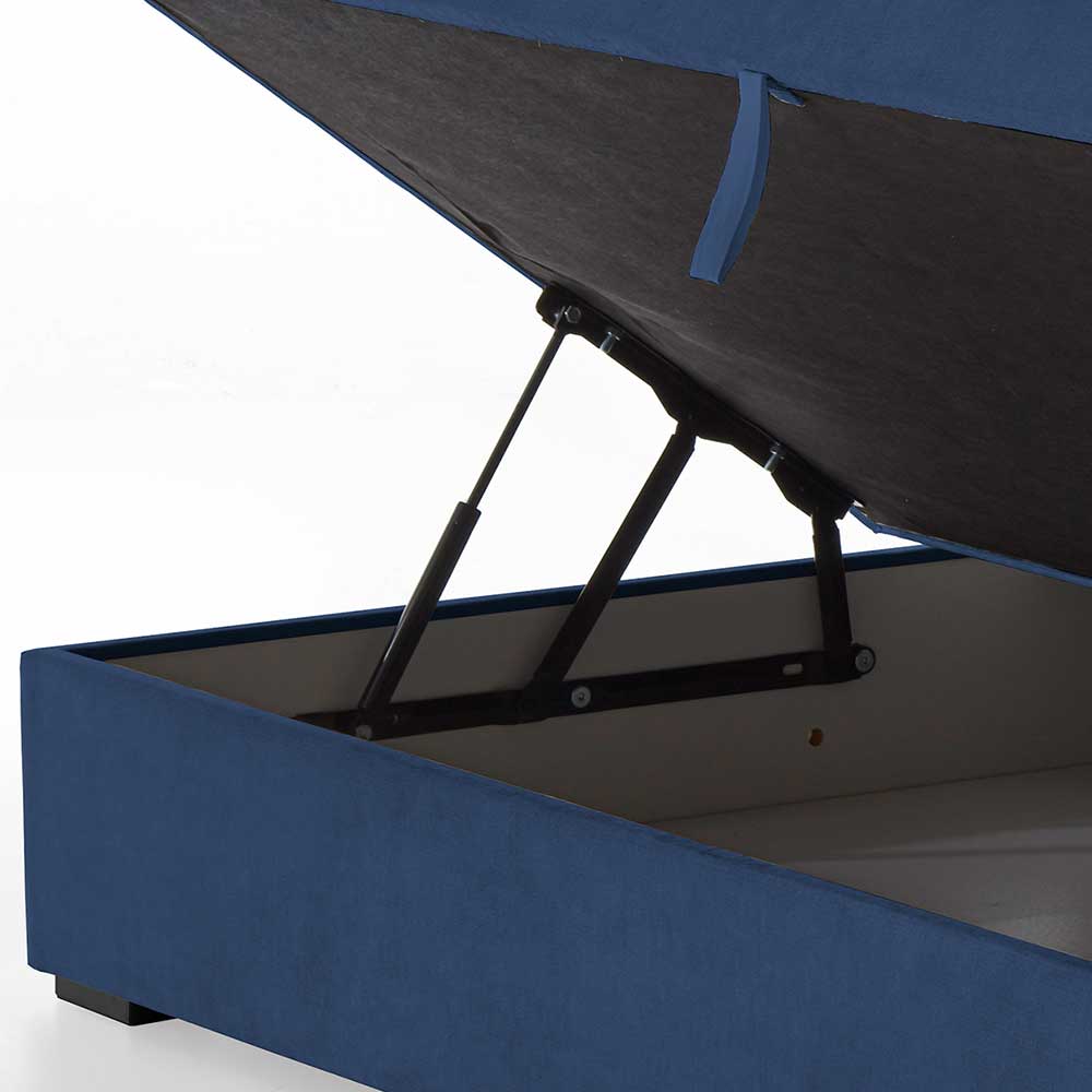 Blaues Boxbett ohne Kopfteil mit Stauraum - Varaldo