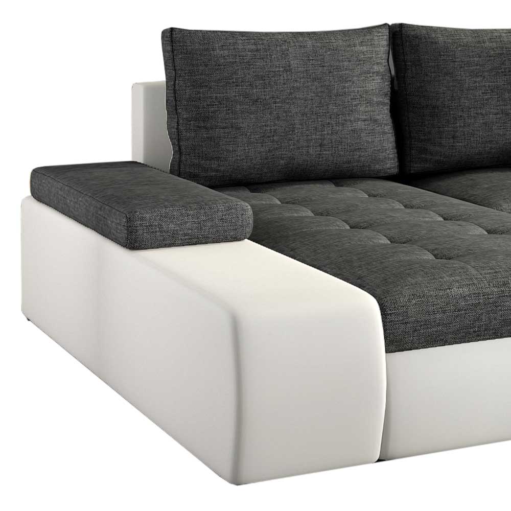 U-Design Wohnlandschaft in Dunkelgrau und Weiß - Alfonosso