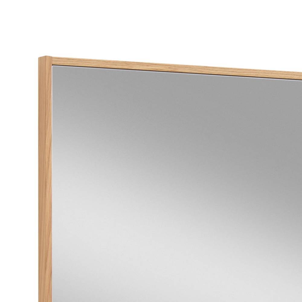 Hängespiegel mit Eiche Bianco Furnier Holzrahmen, obere linke Ecke des Spiegels – Nova