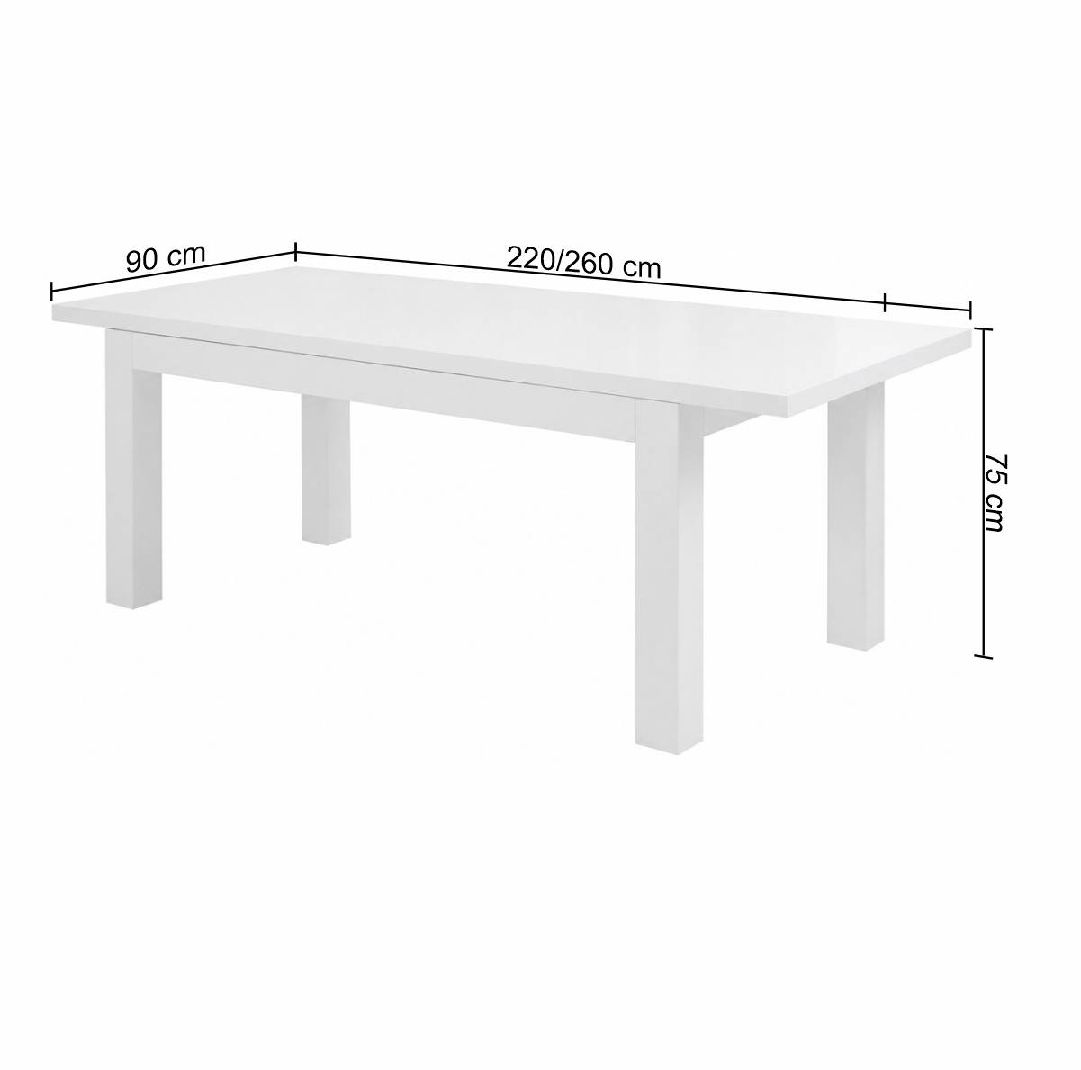 Moderner Hochglanz Esstisch verlängerbar - Precio