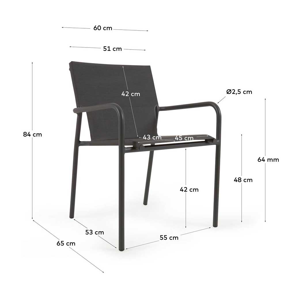 Schwarze Armlehnenstühle für Garten - Emzanua (4er Set)