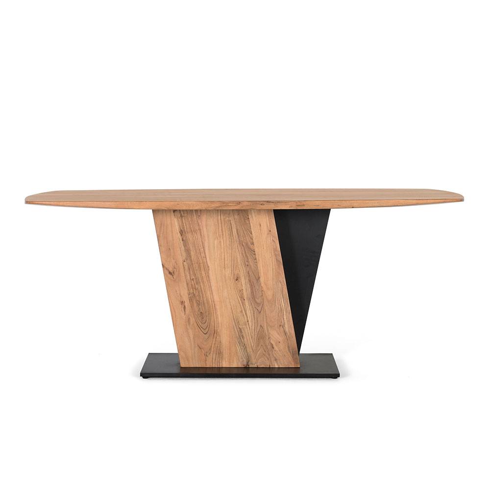 Design Esszimmertisch in Akazie Natur mit Schwarz - Karibia