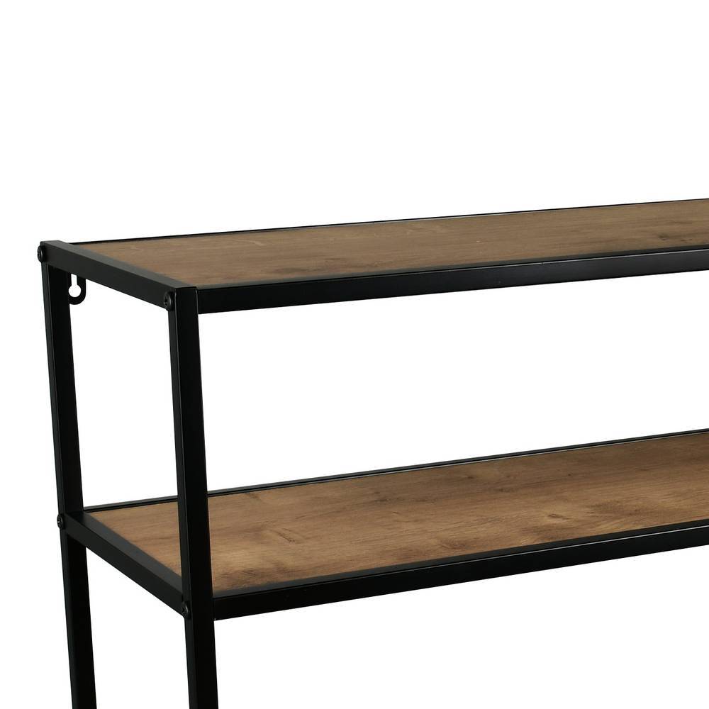 Industrial Konsolentisch Detail schwarzes Metallgestell Holzablage und Haken – Alliya