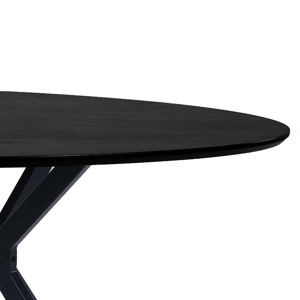 220x100 Ovaler Esstisch in Schwarz lackiert - Tasmania
