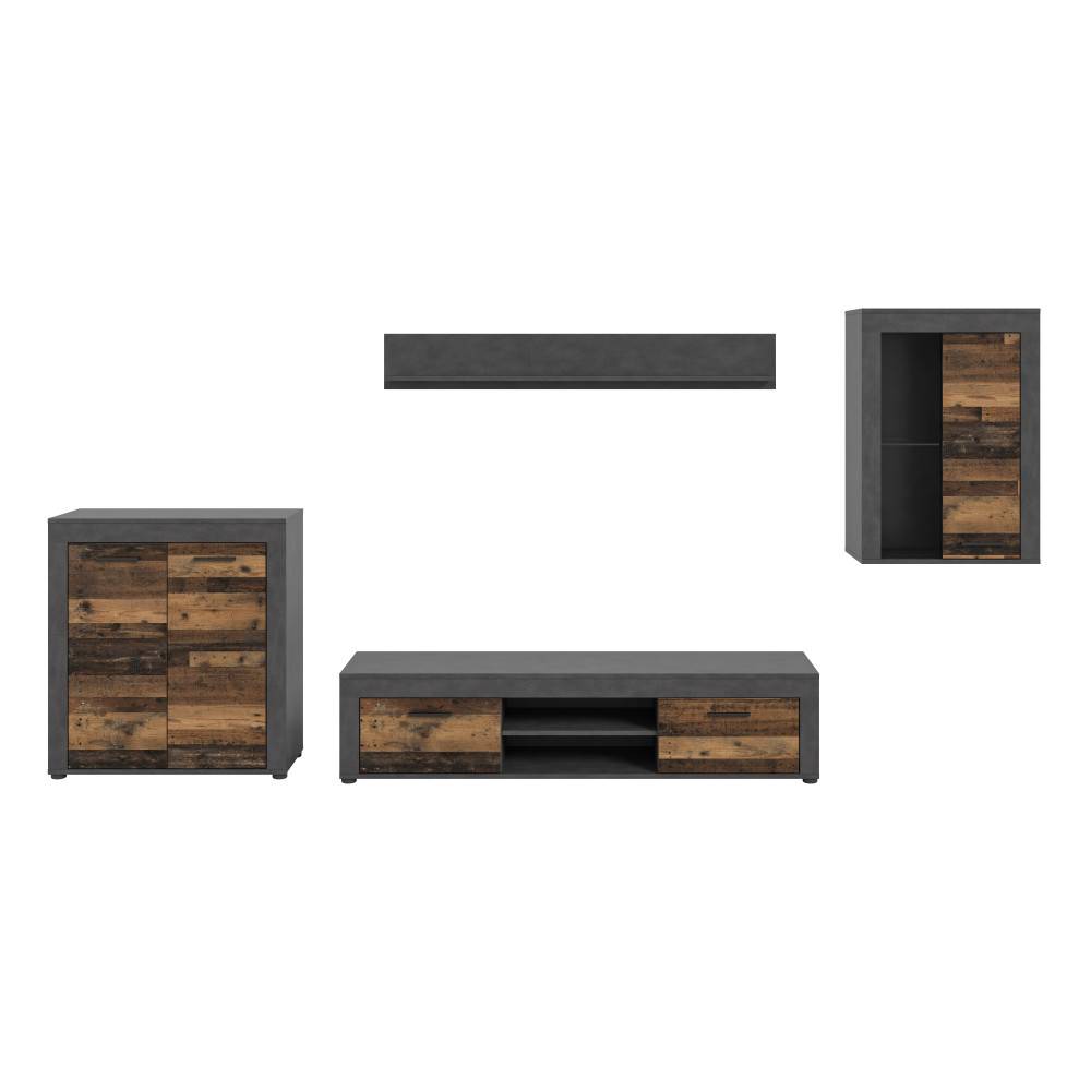 Anbauwand mit Materialmix - Istrewy II (vierteilig)