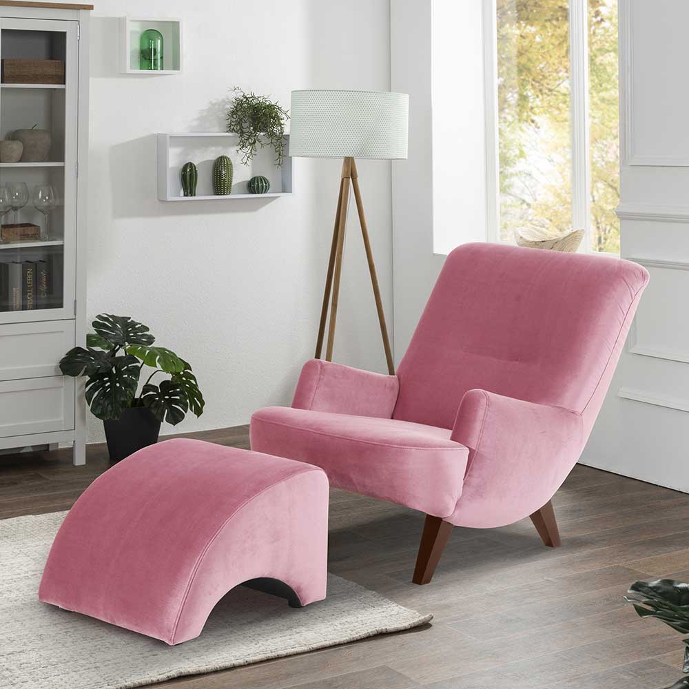 Wohnzimmer Sessel in Rosa und Nussbaum - Jily