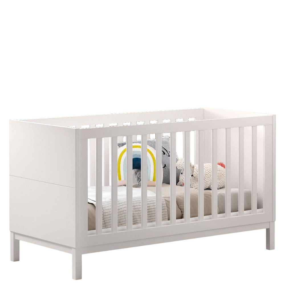 Weißes Gitterbett 70x140 für Babys mit verstellbarem Lattenrost – Crocinol