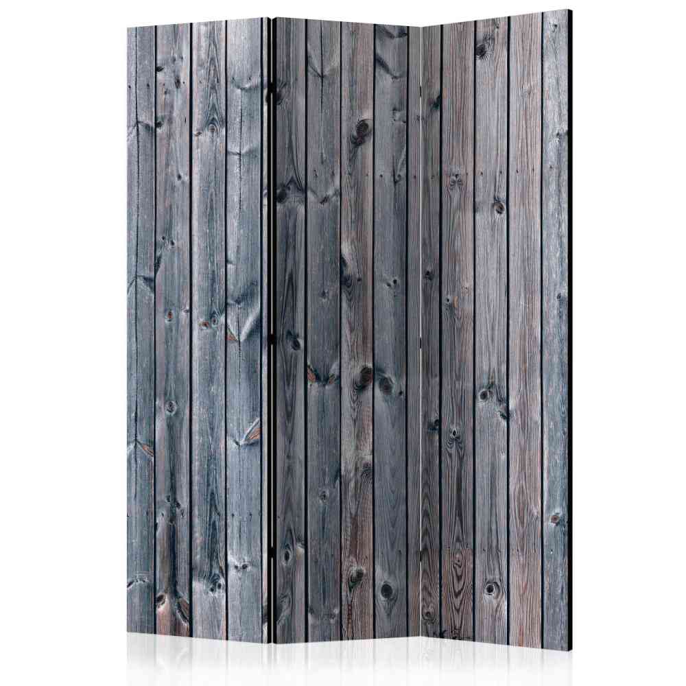 Grau-Brauner Paravent Holz Wand - Sybilla III