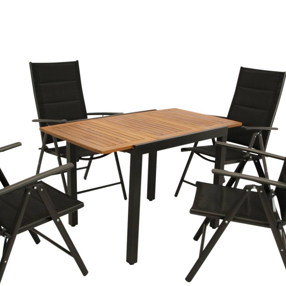 Garten-Ausziehtisch und vier Klappsesessel - Jily (fünfteilig)
