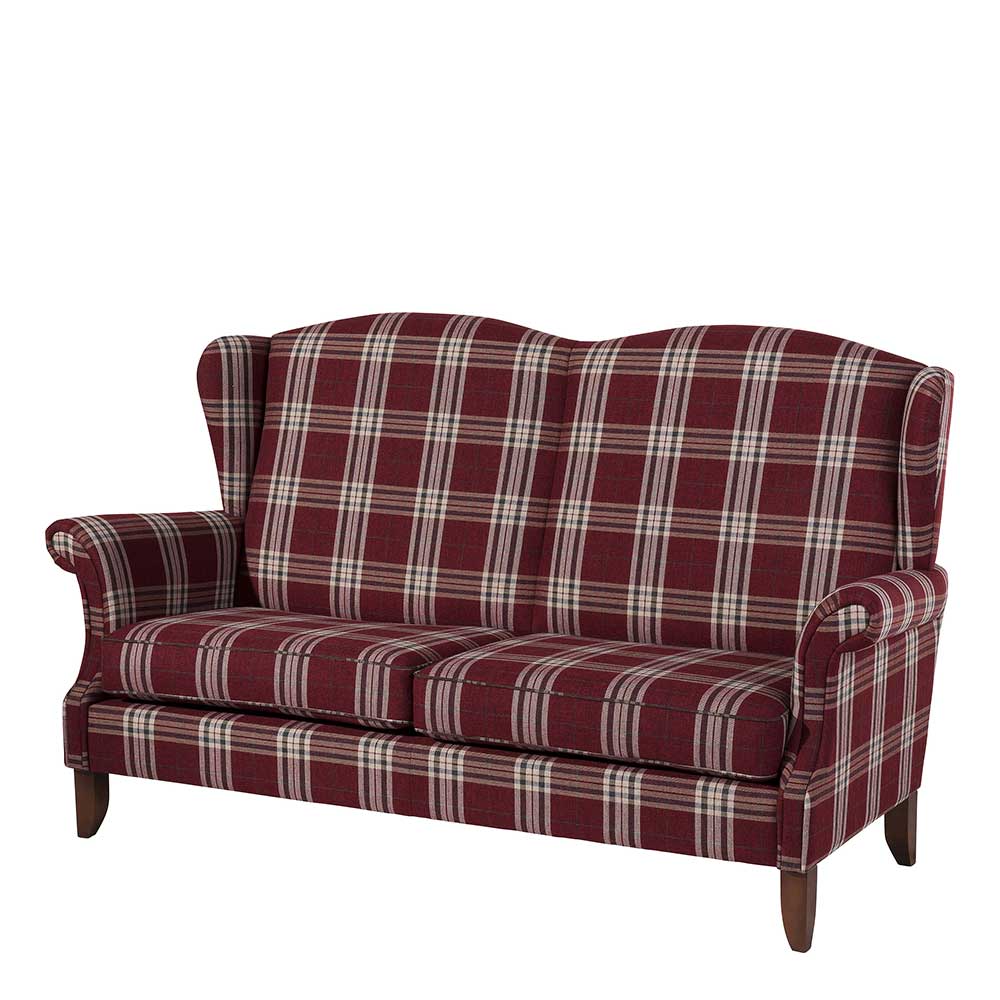 Elegantes rotes Landhaus Küchensofa mit kariertem Bezug und hoher Rückenlehne – Matieu