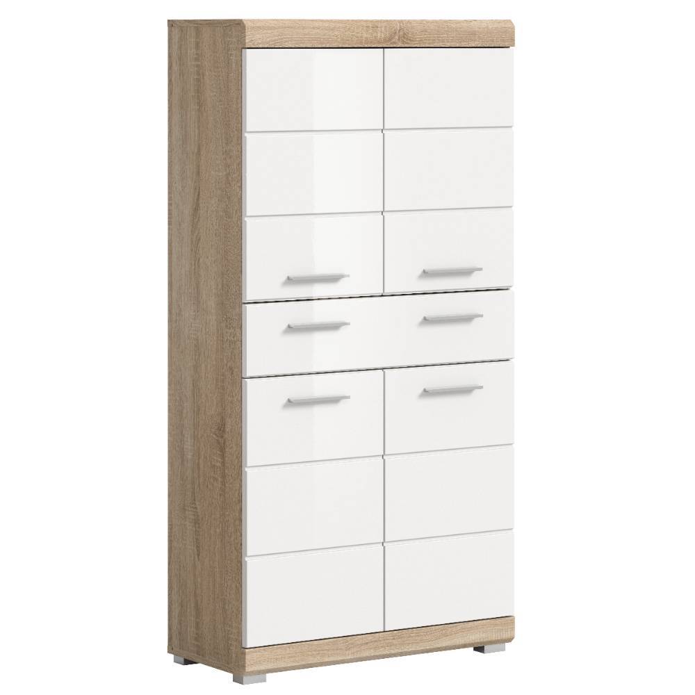 Weißes Badezimmer Highboard mit viel Stauraum, Holzoptik Seiten – Calbanyara