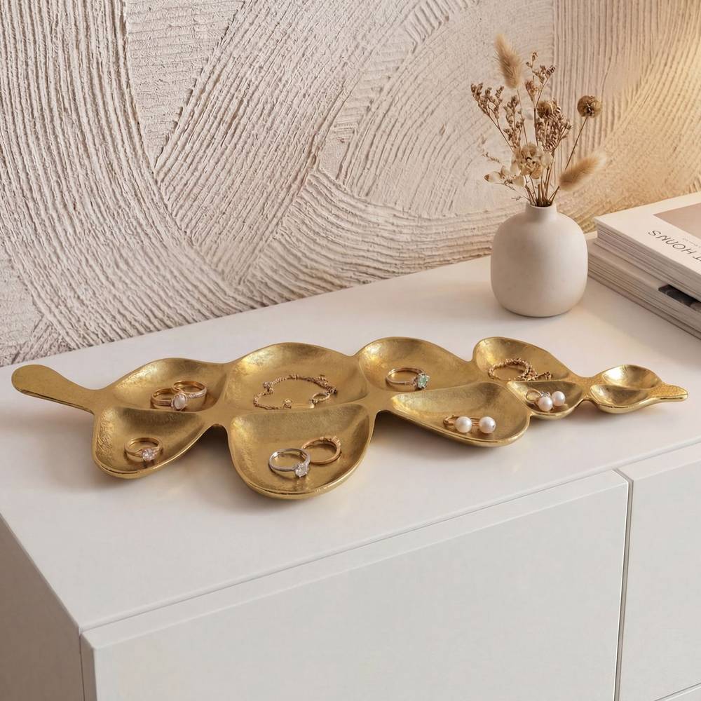 Blattdesign-Schale in Goldfarben - Viddalba