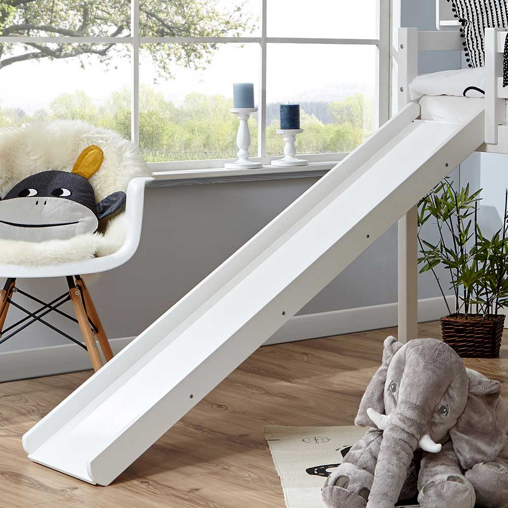 Weißes Rutsche Kinderbett mit 110 cm Höhe - Medita