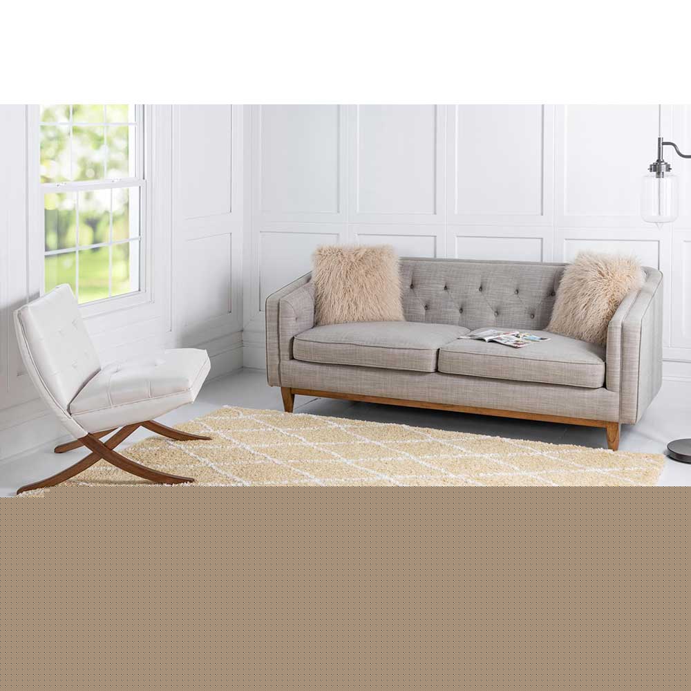 Hochflor Teppich Läufer in Gelb und Creme - Luzifania