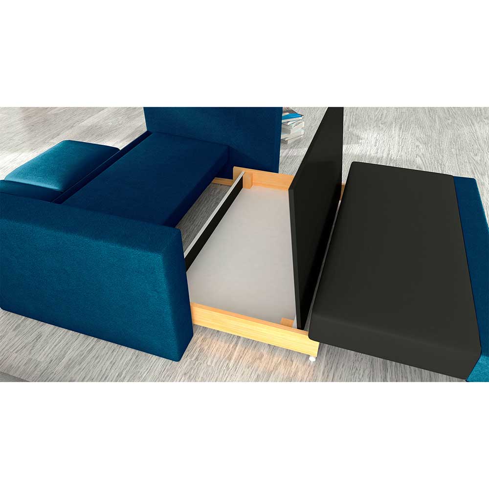 Bettsofa in Dunkelblau Velours - Viborg