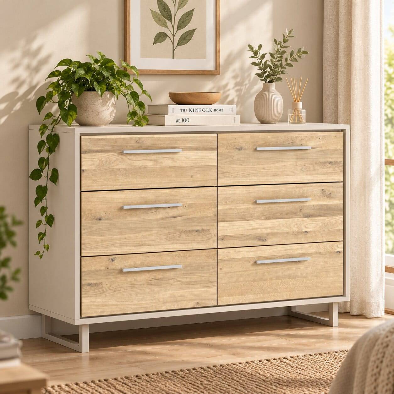 Kommode in Eiche Bianco und Kreideweiß - Loca