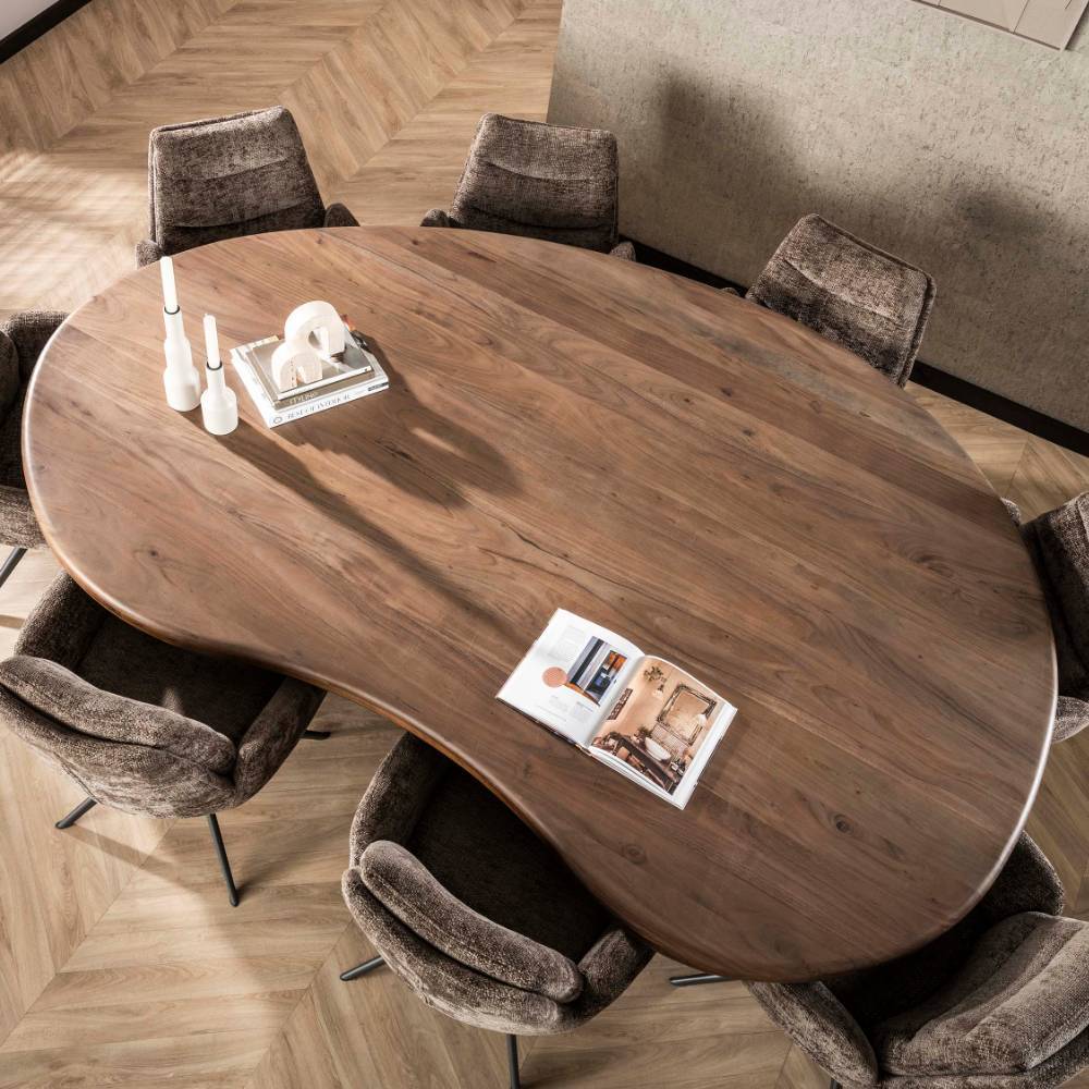 Design-Esstisch aus Akazie Massivholz in Braun - Roman