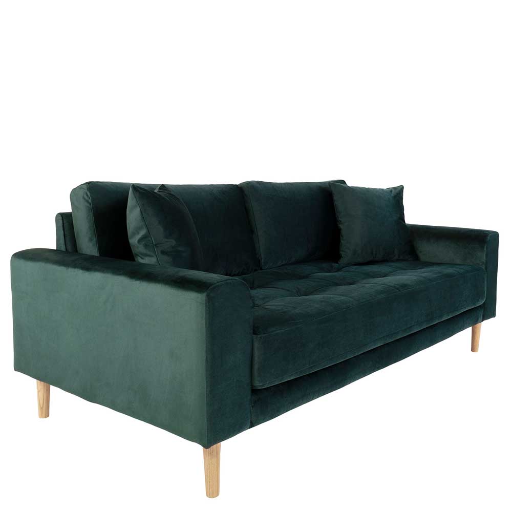 180x76x93 Samt Wohnzimmercouch in Dunkelgrün - Secilia