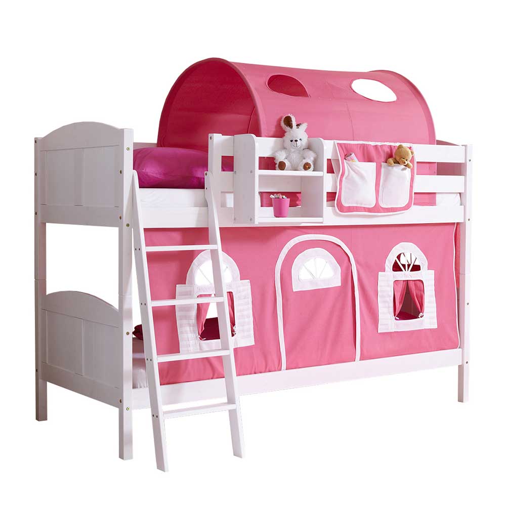 Kinder Spielbett Etagenbett in Pink & Weiß - Oney