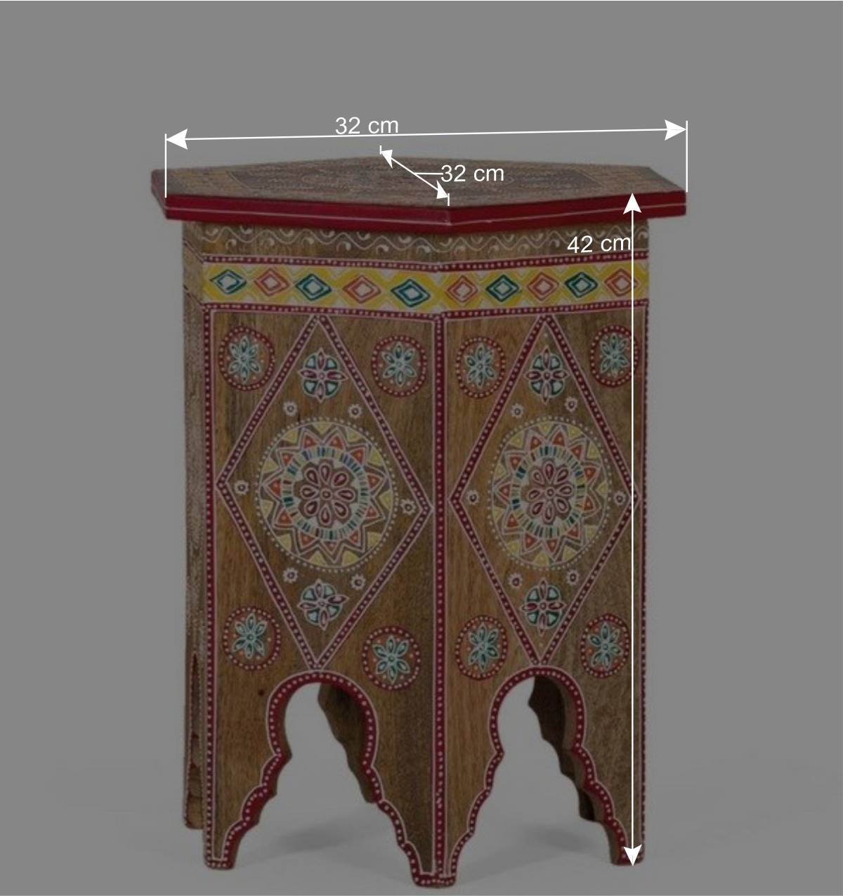 Beistelltisch mit farbenfrohen Mandalas und Mustern - Jambi