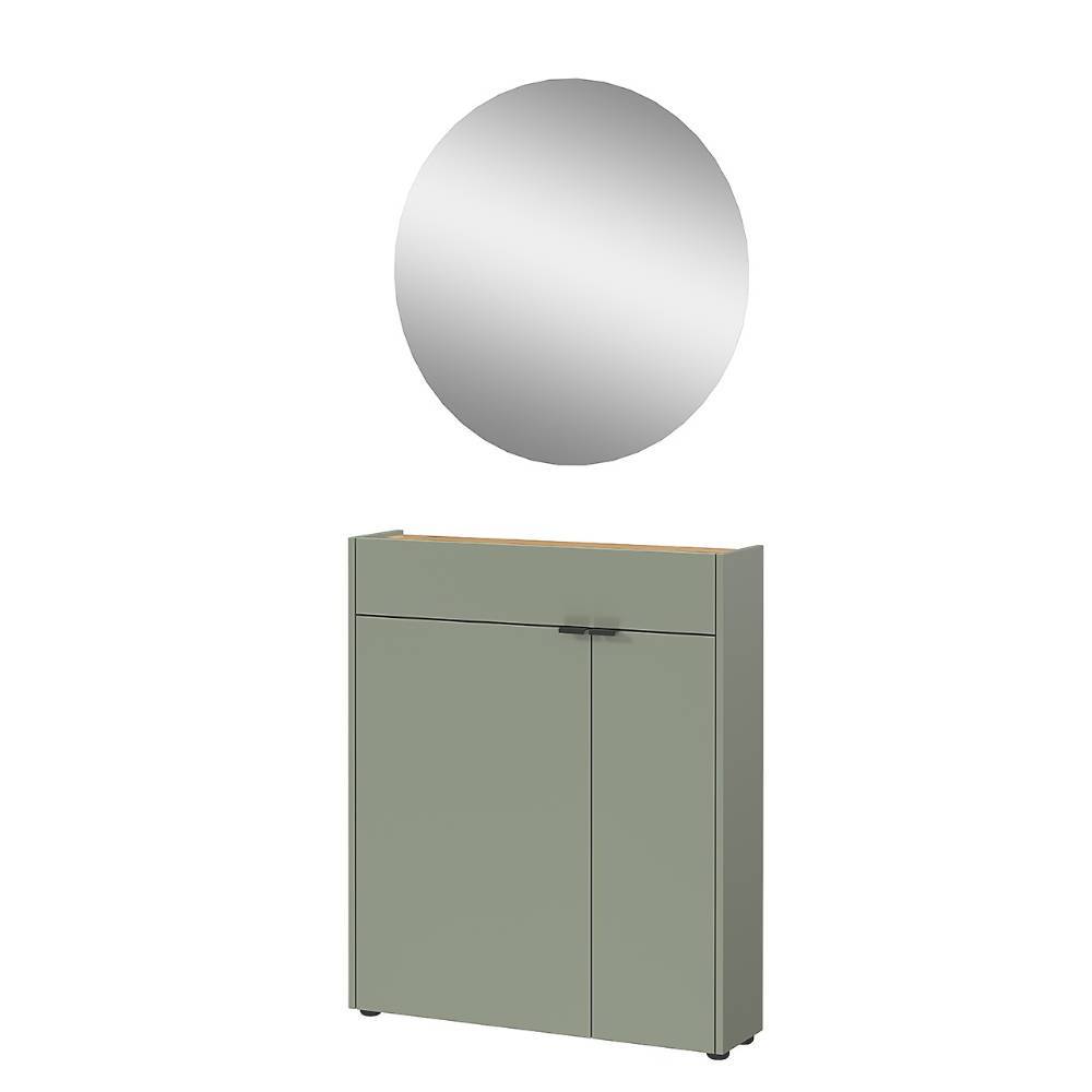 Schuhschrank mit Rundspiegel Set - Point (zweiteilig)