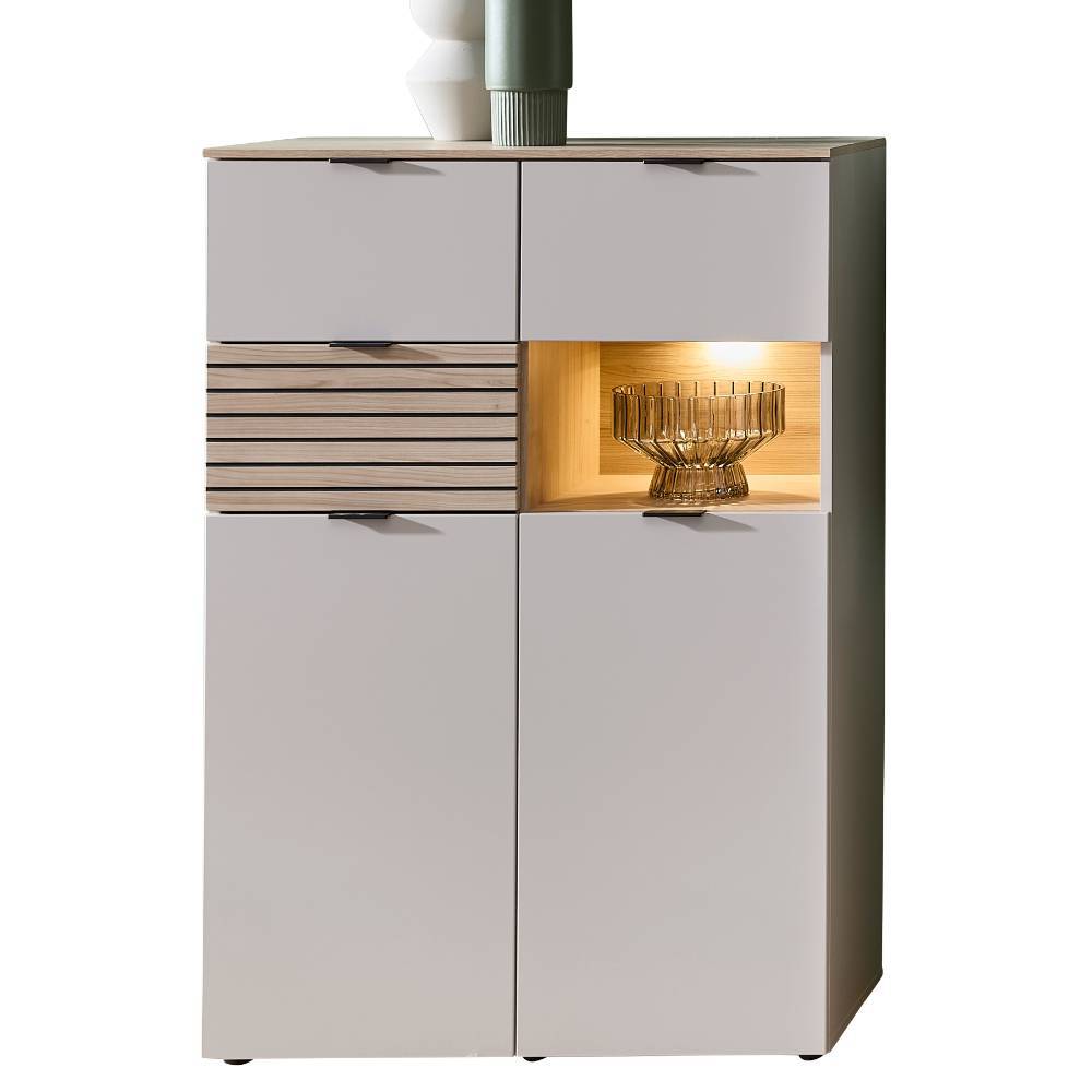 Highboard in Hellgrau und Eiche Hell - Rovigo