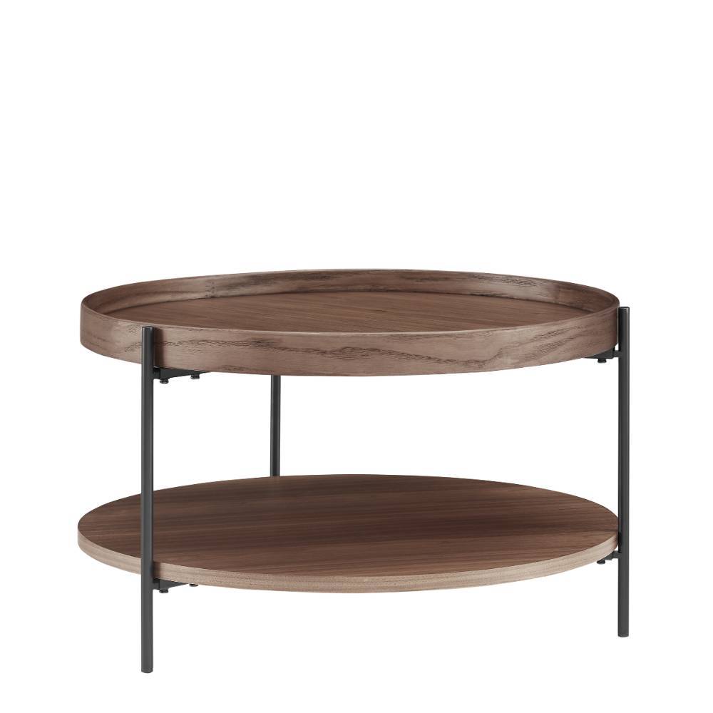 Runder Couchtisch mit Walnuss Furnier - Ezema
