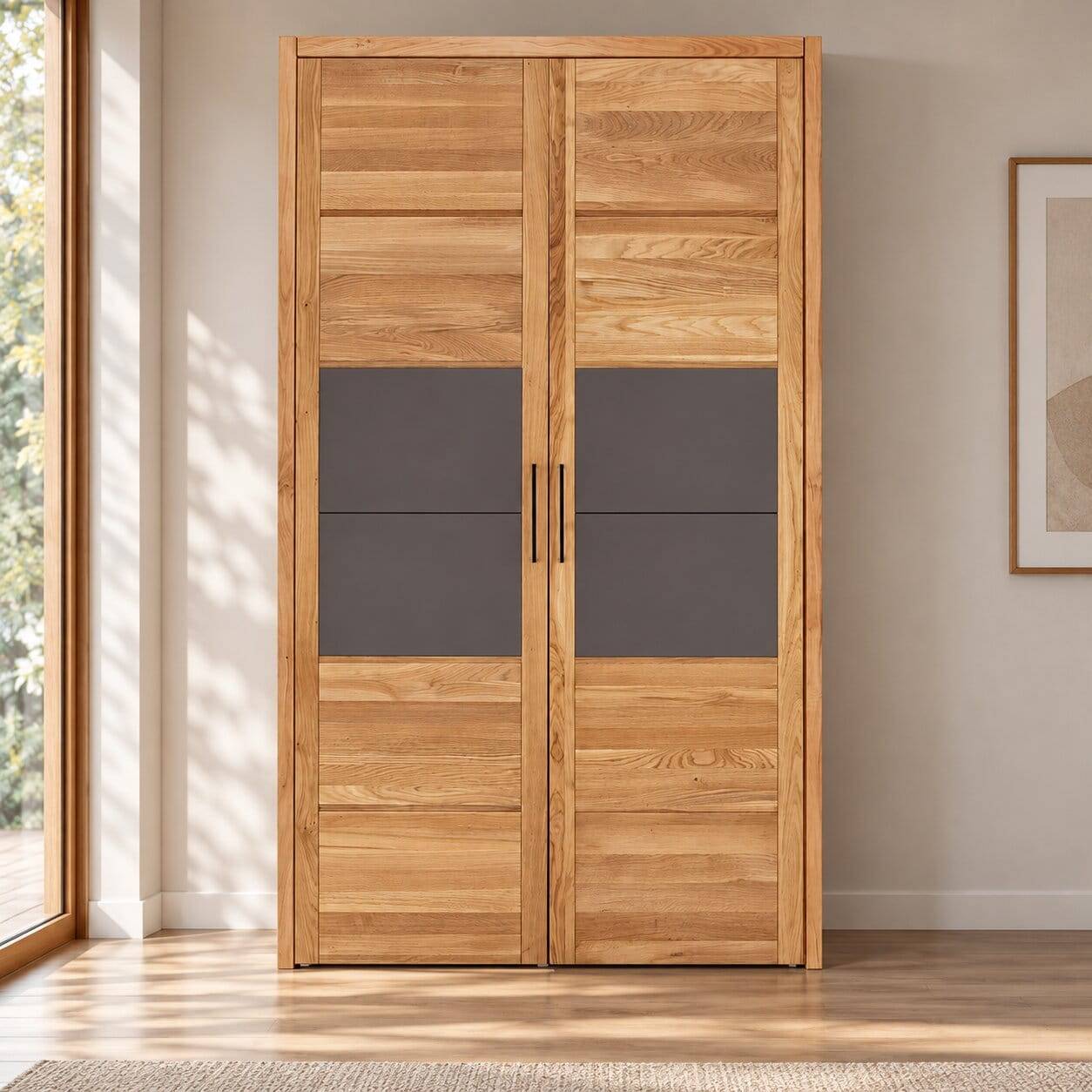 Doppeltür Kleiderschrank aus massivem Holz - Zaisan