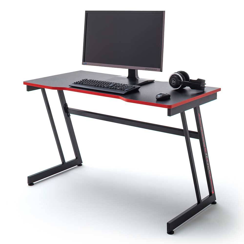 Gamer PC Tisch in Schwarz mit Rot - Dicampo